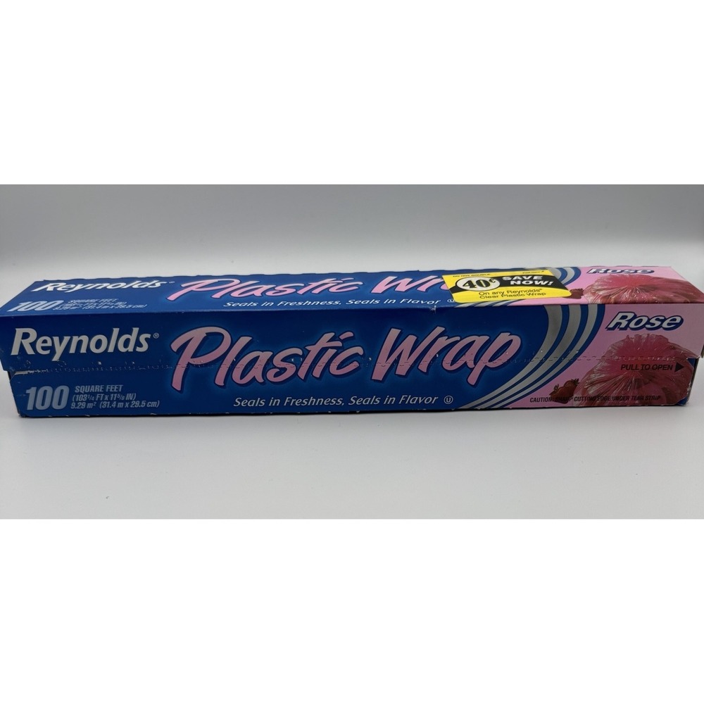 Vintage Reynolds Plastic Wrap Rose Color 100‎ Sq Ft Sealed 2001 NOS Prop